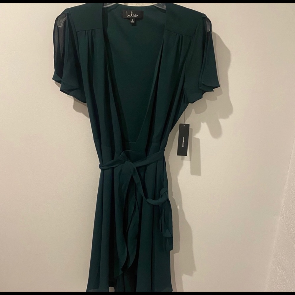 Lulu's Rise to the Occasion Emerald Wrap Dress